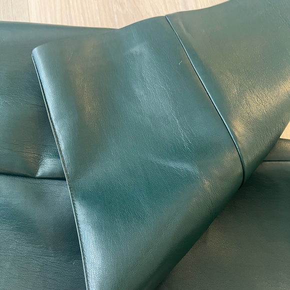 Wilfred Wide Leg Faux Leather Pants (Forest Green) - Picture 2 of 4